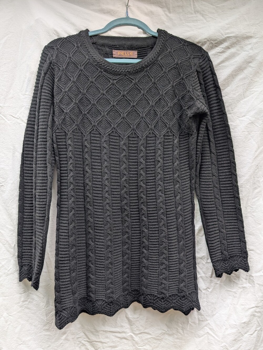 Pelle Italia Goth Sweater Dress/ Top Cotton Wool Black Sz S